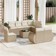 Afuera Living Contemporary 9 Piece Poly Rattan Sofa Set in Beige