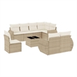 Afuera Living Contemporary 9 Piece Poly Rattan Sofa Set in Beige