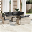 Afuera Living Contemporary 9 Piece Poly Rattan Sofa Set in Gray