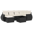 Afuera Living Contemporary 7 Piece Poly Rattan Sofa Set in Black/Cream