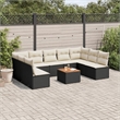 Afuera Living Synthetic Poly Rattan 10 Piece Sofa Set in Black/Cream
