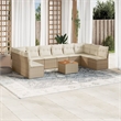 Afuera Living Contemporary 11 Piece Poly Rattan Sofa Set in Cream/Beige