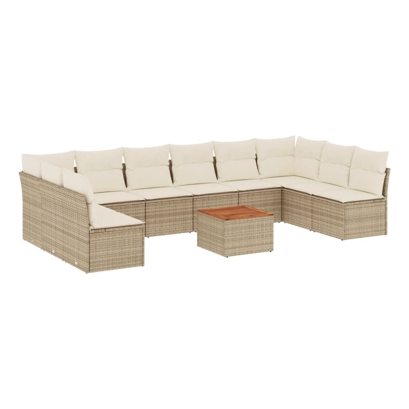 Afuera Living Contemporary 11 Piece Poly Rattan Sofa Set in Cream/Beige