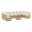 Afuera Living Contemporary 11 Piece Poly Rattan Sofa Set in Cream/Beige