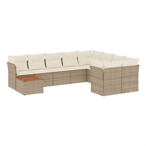 Afuera Living 10 Piece Solid Acacia Wood Small Sofa Set in Cream/Beige