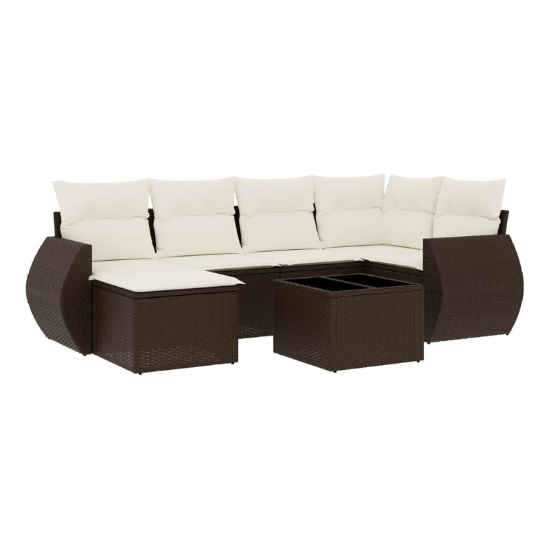Afuera Living Contemporary 7 Piece Poly Rattan Sofa Set in Brown