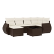 Afuera Living Contemporary 7 Piece Poly Rattan Sofa Set in Brown
