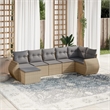 Afuera Living Contemporary 7 Piece Poly Rattan Sofa Set in Gray/Beige
