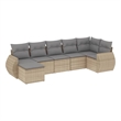 Afuera Living Contemporary 7 Piece Poly Rattan Sofa Set in Gray/Beige