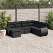 Afuera Living Contemporary 7 Piece Poly Rattan Sofa Set in Black