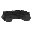Afuera Living Contemporary 7 Piece Poly Rattan Sofa Set in Black
