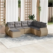 Afuera Living Contemporary 7 Piece Poly Rattan Sofa Set in Gray/Beige