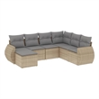 Afuera Living Contemporary 7 Piece Poly Rattan Sofa Set in Gray/Beige