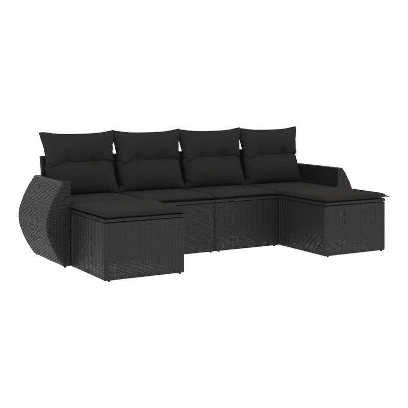 Afuera Living Contemporary 6 Piece Poly Rattan Sofa Set in Black