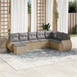 Afuera Living Contemporary 8 Piece Poly Rattan Large Sofa Set in Beige