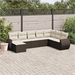 Afuera Living Contemporary 8 Piece Poly Rattan Sofa Set in Brown/Cream