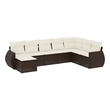 Afuera Living Contemporary 8 Piece Poly Rattan Sofa Set in Brown/Cream