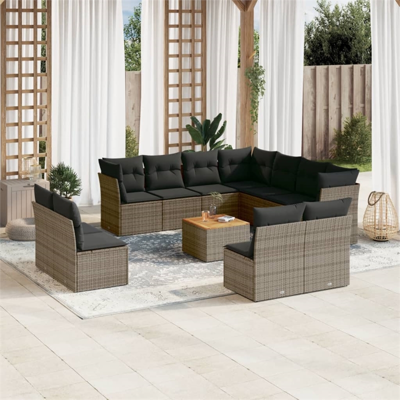 Afuera Living Contemporary Synthetic Poly Rattan Garden Sofa Set in Gray