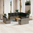 Afuera Living Contemporary Synthetic Poly Rattan Garden Sofa Set in Gray