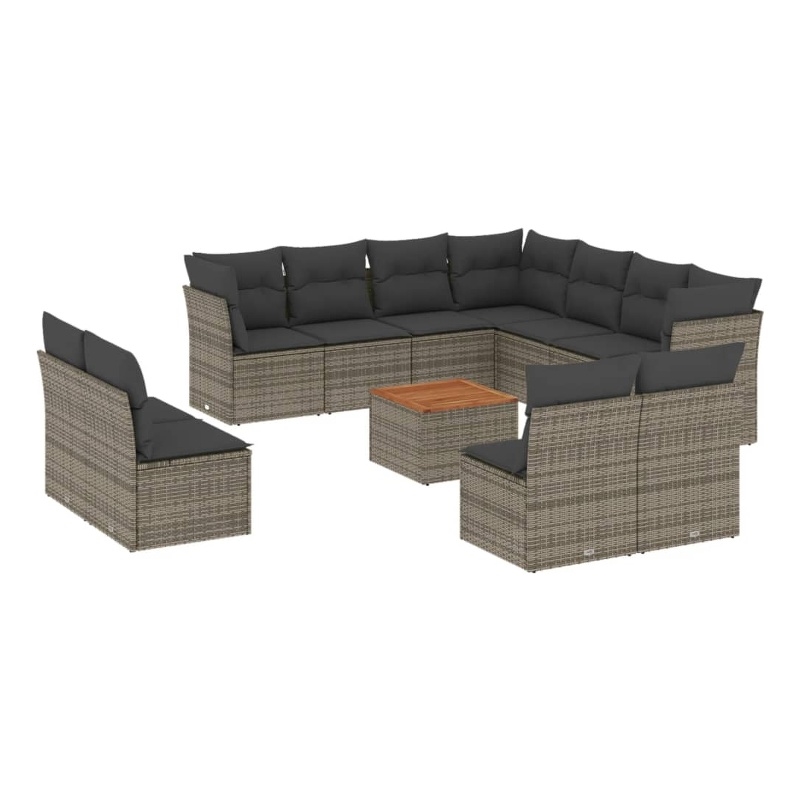 Afuera Living Contemporary Synthetic Poly Rattan Garden Sofa Set in Gray