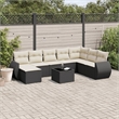 Afuera Living Contemporary 9 Piece Poly Rattan Sofa Set in Black/Cream