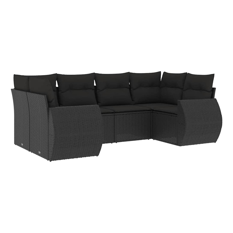 Afuera Living Contemporary Synthetic Poly Rattan 6 Piece  Sofa Set in Black