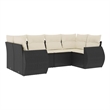 Afuera Living Contemporary 6 Piece Poly Rattan Sofa Set in Black/Cream