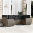 Afuera Living Contemporary 6 Piece Poly Rattan Small Sofa Set in Gray