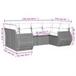 Afuera Living Contemporary 6 Piece Poly Rattan Small Sofa Set in Gray