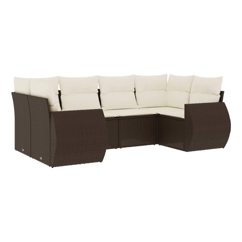 Afuera Living Contemporary Synthetic Poly Rattan 6 Piece Large Sofa Set in Brown