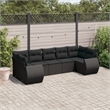 Afuera Living Contemporary 7 Piece Poly Rattan Sofa Set in Black