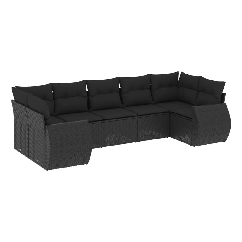 Afuera Living Contemporary 7 Piece Poly Rattan Sofa Set in Black