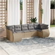 Afuera Living Contemporary 7 Piece Poly Rattan Small Sofa Set in Beige