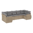 Afuera Living Contemporary 7 Piece Poly Rattan Small Sofa Set in Beige