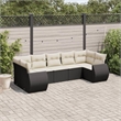 Afuera Living Contemporary Synthetic Poly Rattan 7 Piece  Sofa Set in Black