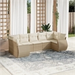 Afuera Living Contemporary 7 Piece Poly Rattan Sofa Set in Beige
