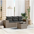 Afuera Living Contemporary 4 Piece Poly Rattan Small Sofa Set in Gray