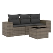 Afuera Living Contemporary 4 Piece Poly Rattan Small Sofa Set in Gray
