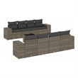 Afuera Living Contemporary 9 Piece Poly Rattan Sofa Set in Dark Gray