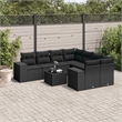 Afuera Living Contemporary 9 Piece Poly Rattan Sofa Set in Black