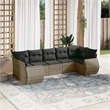 Afuera Living Contemporary 7 Piece Poly Rattan Sofa Set in Gray