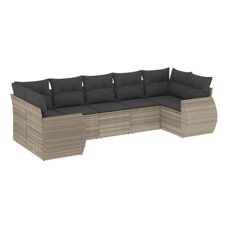 Afuera Living Contemporary 7 Piece Poly Rattan Sofa Set in Gray