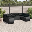 Afuera Living Contemporary 9 Piece Poly Rattan Large Sofa Set in Black