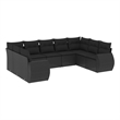 Afuera Living Contemporary 9 Piece Poly Rattan Large Sofa Set in Black