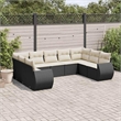 Afuera Living Contemporary 9 Piece Poly Rattan Sofa Set in Black/Cream