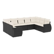 Afuera Living Contemporary 9 Piece Poly Rattan Sofa Set in Black/Cream