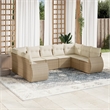 Afuera Living Contemporary 9 Piece Poly Rattan Small Sofa Set in Beige
