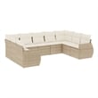 Afuera Living Contemporary 9 Piece Poly Rattan Small Sofa Set in Beige