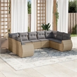 Afuera Living Contemporary 9 Piece Poly Rattan Sofa Set in Beige
