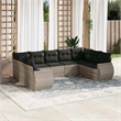 Afuera Living Contemporary 9 Piece Poly Rattan Sofa Set in Gray